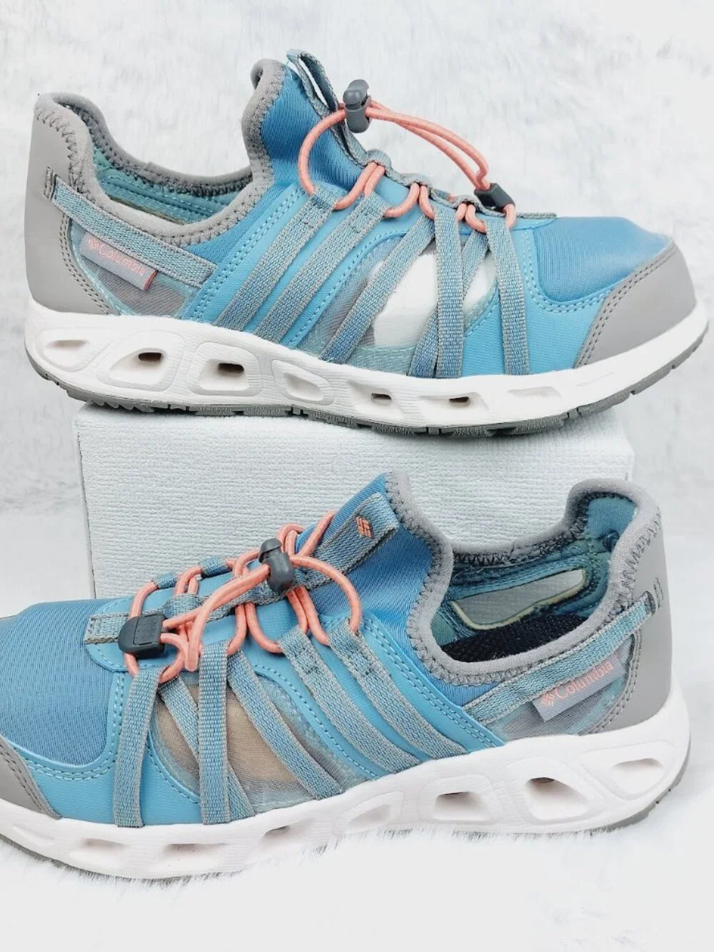 Columbia Girls' Blue Grey Okolona Lock-Laces Breathable Water Shoes Size 5